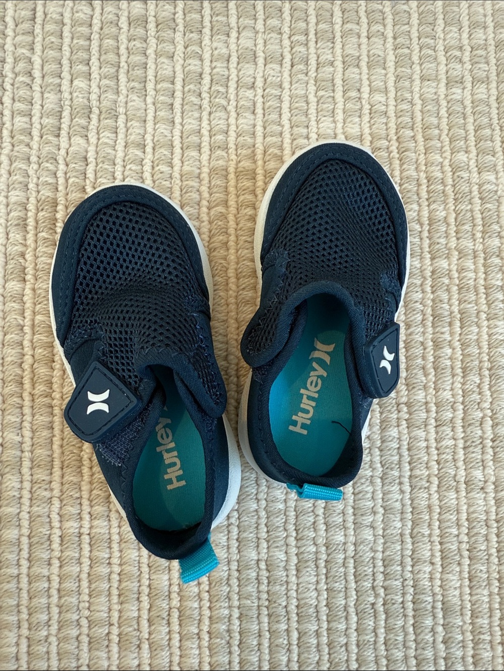 Hurley Kids Navy Mesh Slip-On Sneakers with Teal Insole